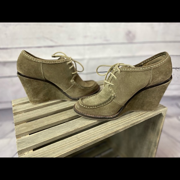 Frye Caroline Low Ankle Lace Grey Wedge - 8.5 US - Picture 3 of 12